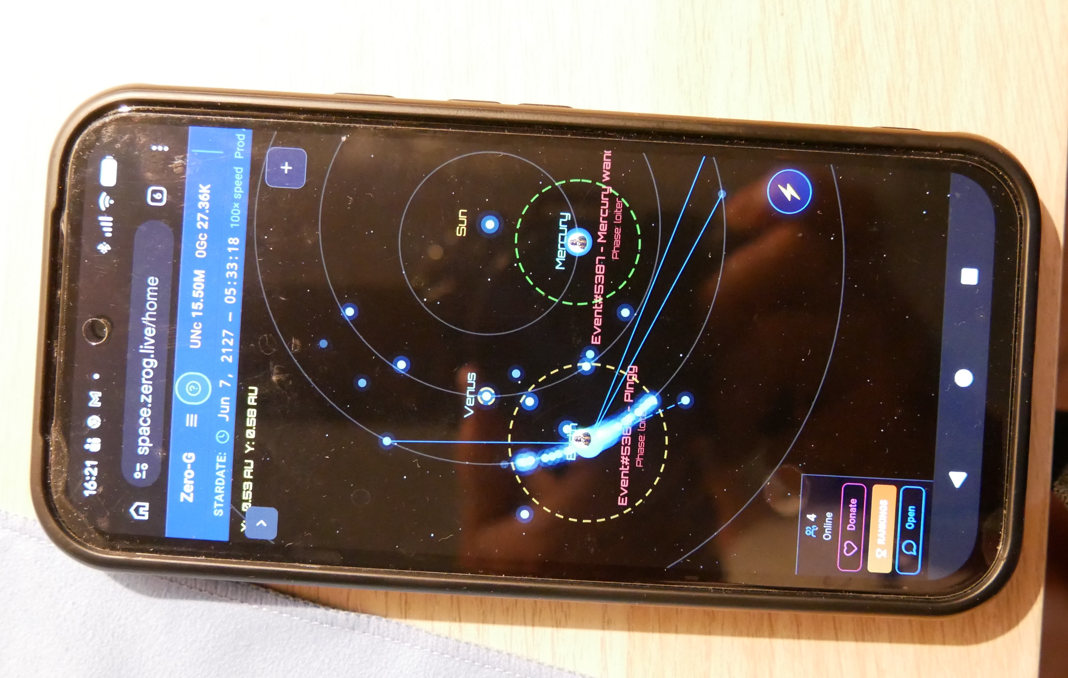 Zero-G running in a mobile browser