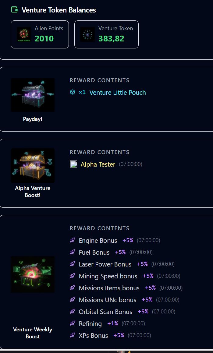Venture rewards