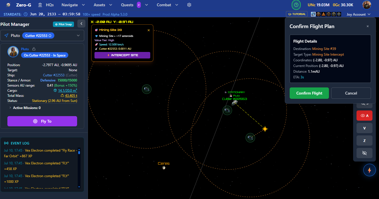 Intercepting a target in the asteroid belt