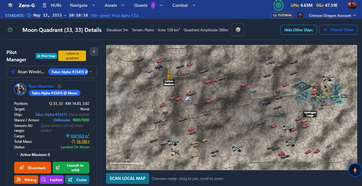 Ships Landed at Moon HQ Quadrant