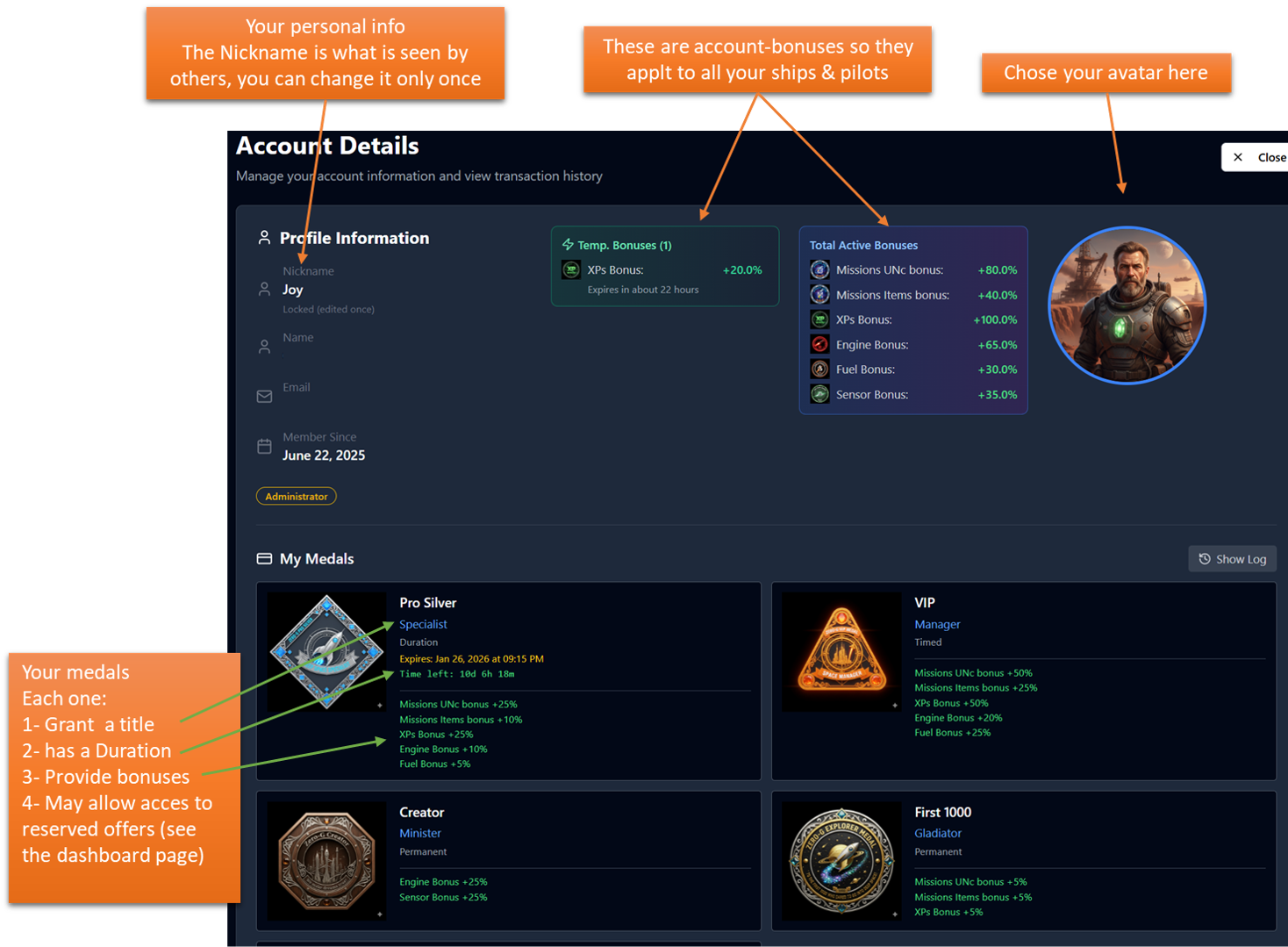 account profile